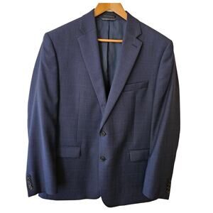 Lauren Ralph Lauren Men's Wool Blazer, Size 44R Blue Plaid 2-Button